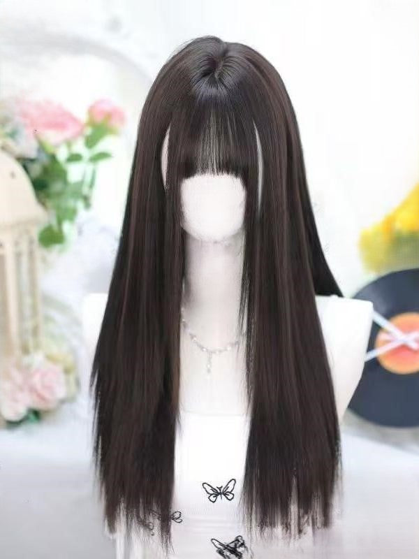 Straight Bangs Length Bust Wig Air Under Black With