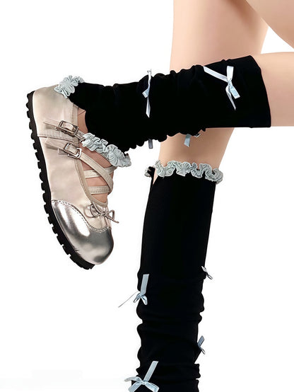 Warmers Leg 4 with Bowknots Ballet-Style Split-Design Colors Ruffle