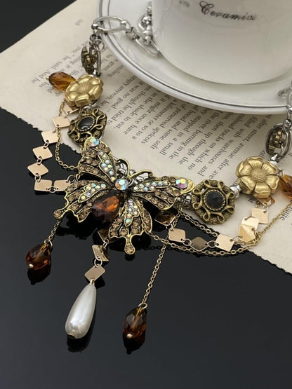 Schmetterling Barock Halskette Bronze Choker