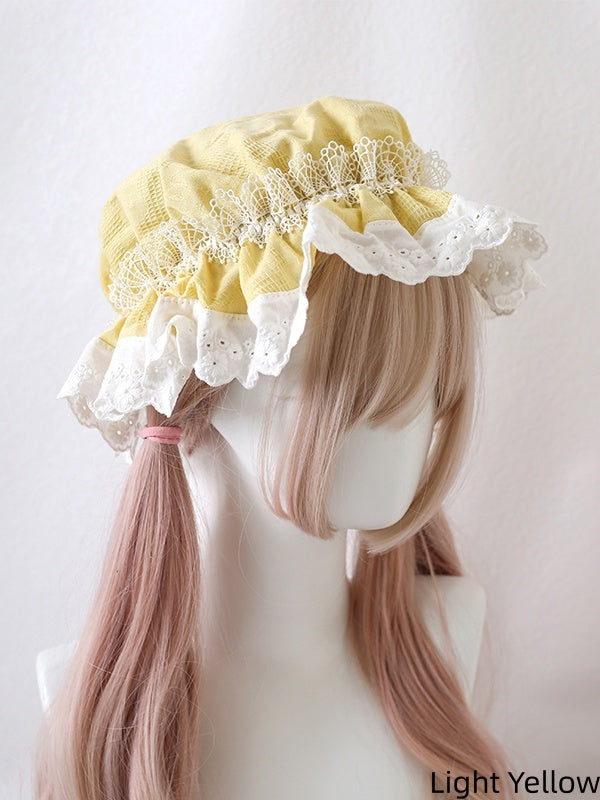 Hat White Colors Cute Baby Lace-Trimmed 12 Lolita With