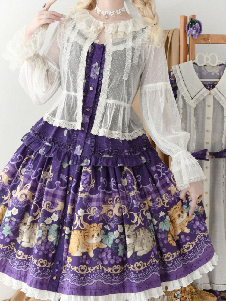 長袖ドット柄クリーミートップチュールシアー