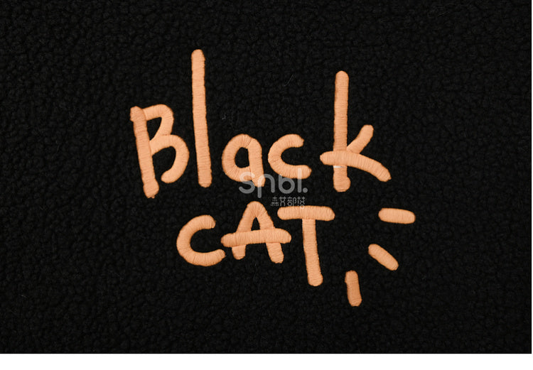 Black Cat Head Hood Fleece Hoodie