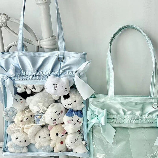 Bow Lace Blue Satin Daily Ita Bag