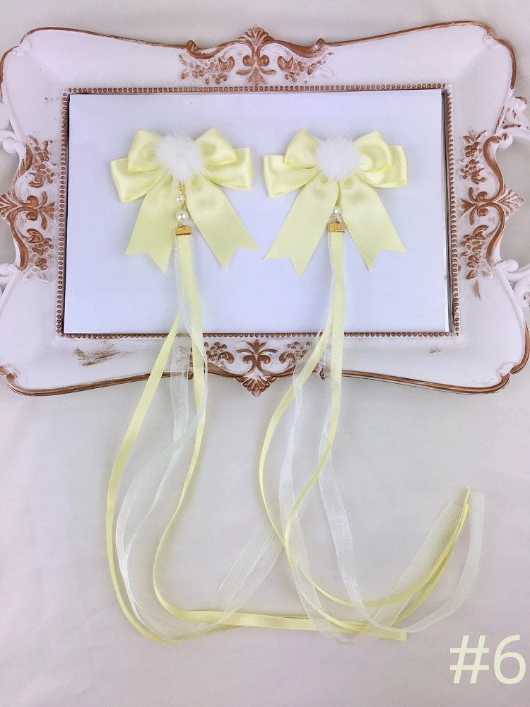 Bow of (Set with Hair Ribbons 2 Detachable Clips Fluffy
