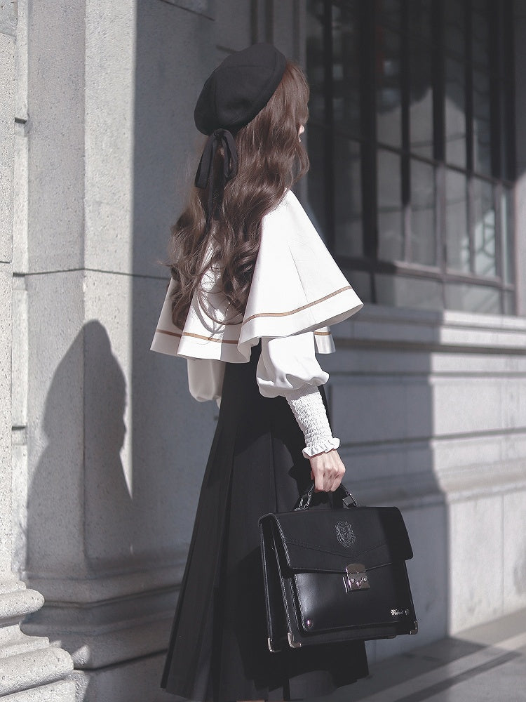 JK Uniform White Cape with Self-tie Straps