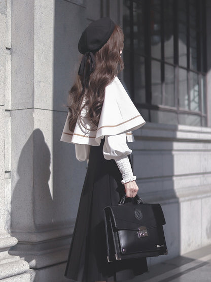 JK Uniform White Cape with Self-tie Straps