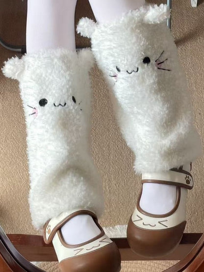 Cute Plush White/Yellow/Pink Leg Warmers