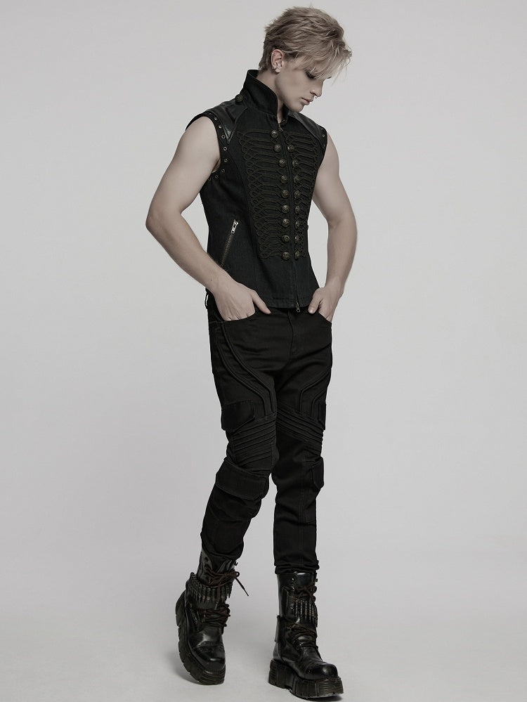 Tie Black Steampunk Shirt Men's