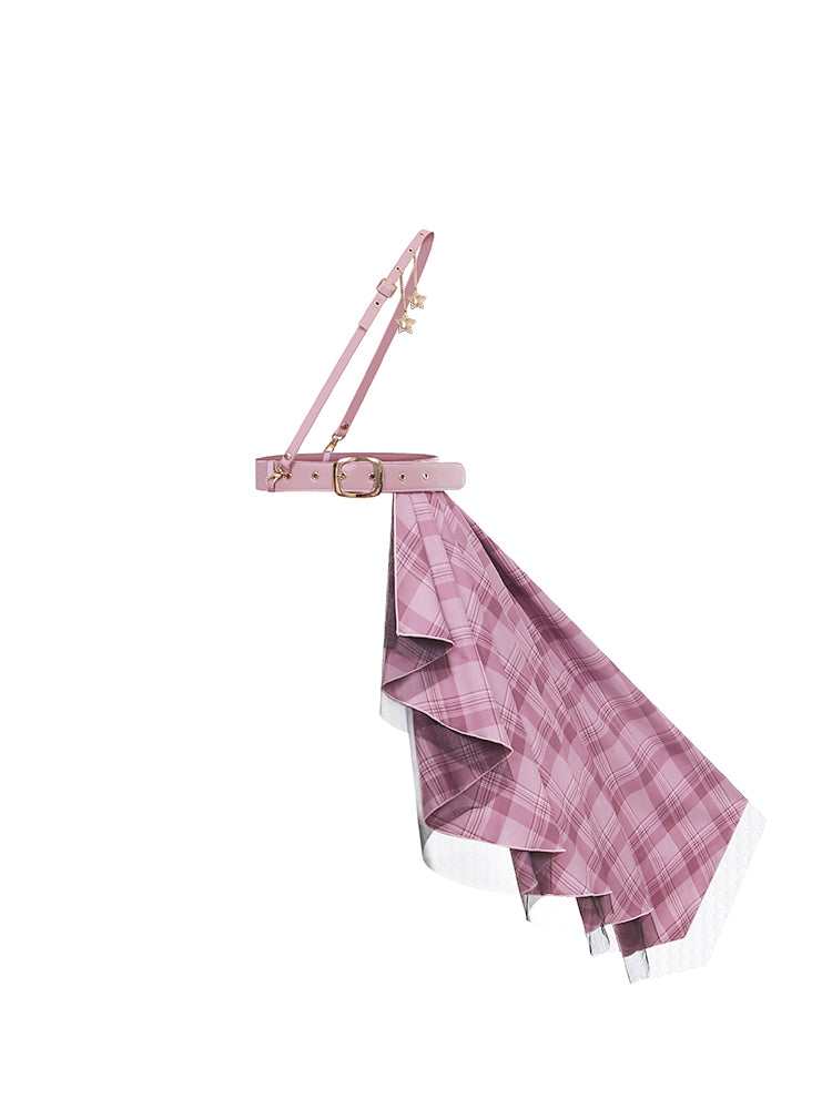 Idol Lolita Pink Plaid Train Buckle Belt
