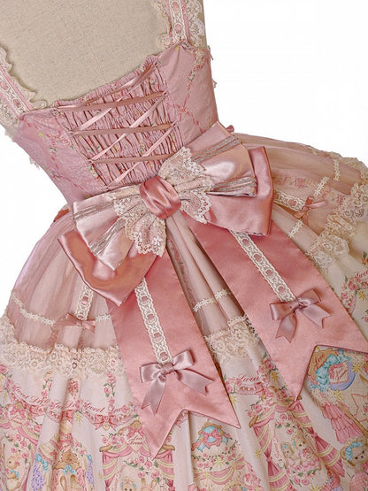 Doll Toy Bed Theme JSK Dress in Pretty Pink with Bow Accents - Alice Girl