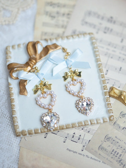 Jirai Rhinestone 4 Earrings Kei Bow Colors