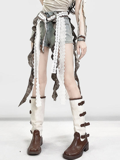 Taillenbesatz Millard Blau mit Rüschengürtel Fashion Cascading High Shorts