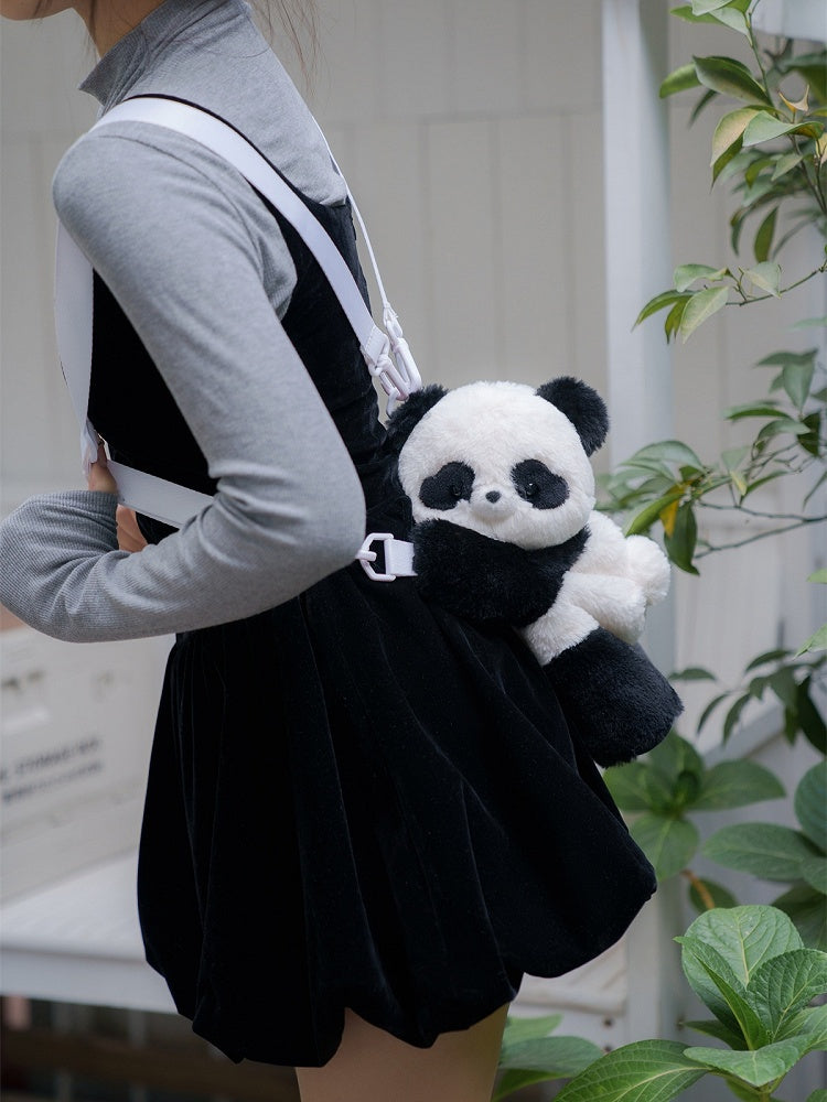 Black And White Cute Panda Plush Backpack Crossbody Bag Small/Middle/Large Size