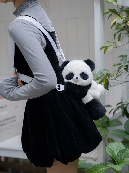Black And White Cute Panda Plush Backpack Crossbody Bag Small/Middle/Large Size