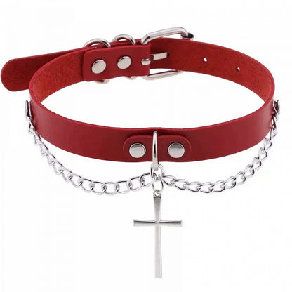 Multicolor Cross Pendant Chain Necklace - CRAZY GIRL