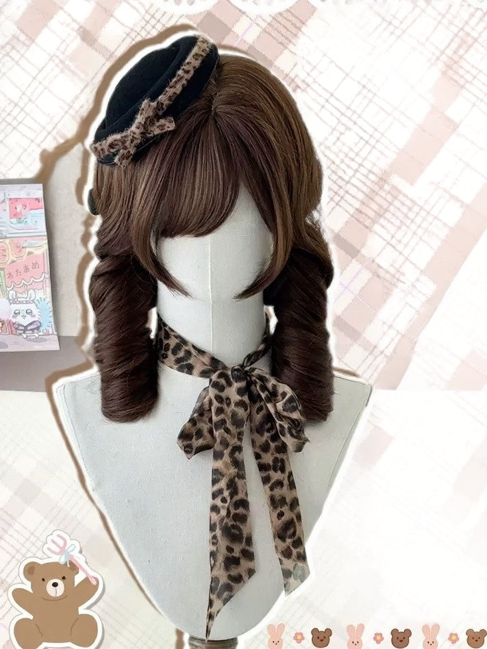 43cm Chestnut Curly Bob with Hime Fringe - Meow Island Wig