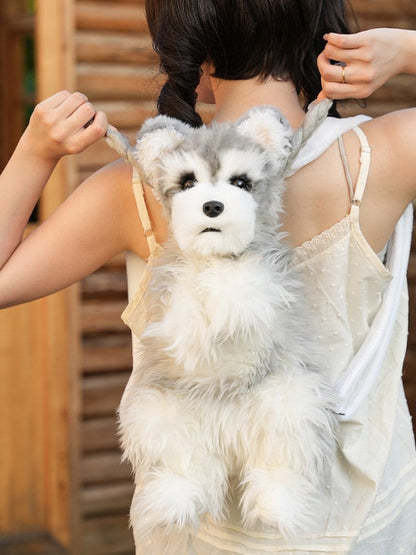 Dog Options 2 Plush Backpack/Crossbody Realistic Bag