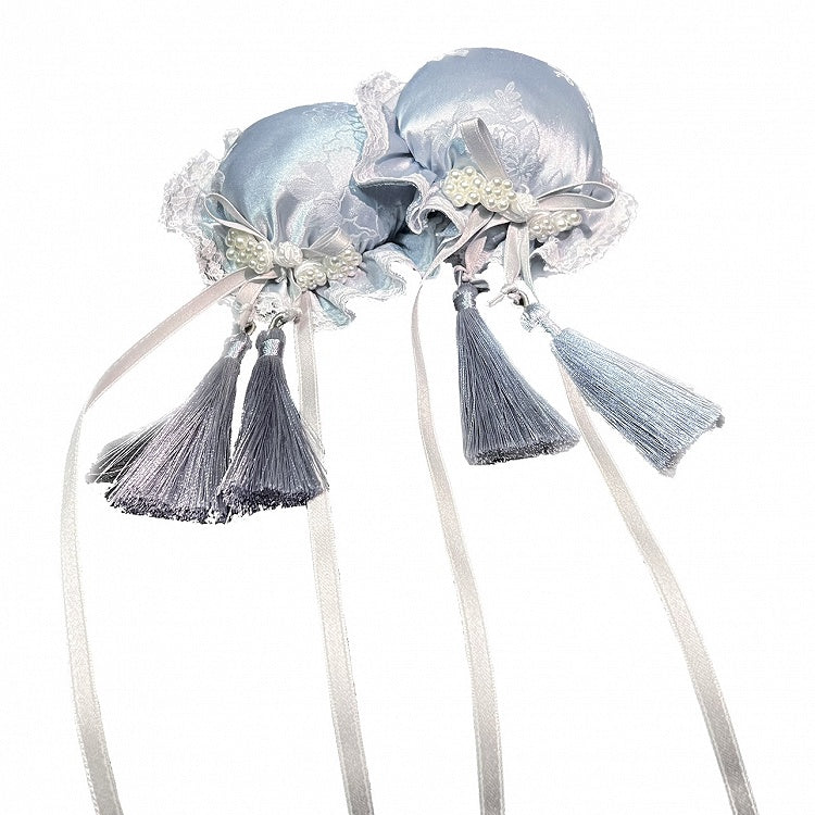 Blue Cheongsam Style Tassel Hairclips - GingaU