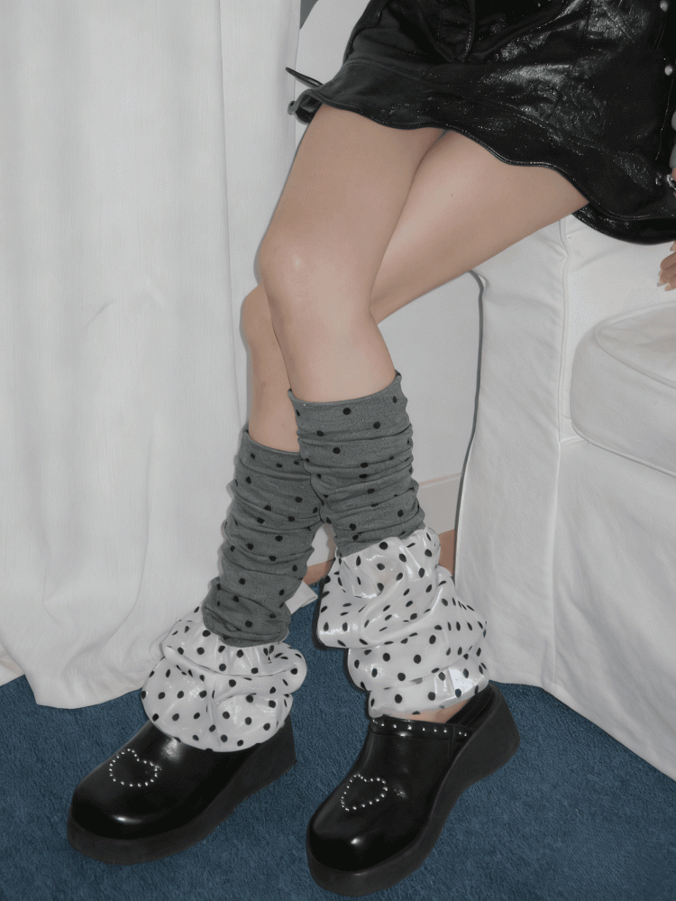 Options 2 Color Pattern Polka-dot Color-Block Warmers Leg