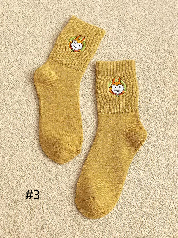 かわいい猫の刺繍入りふくらはぎソックス