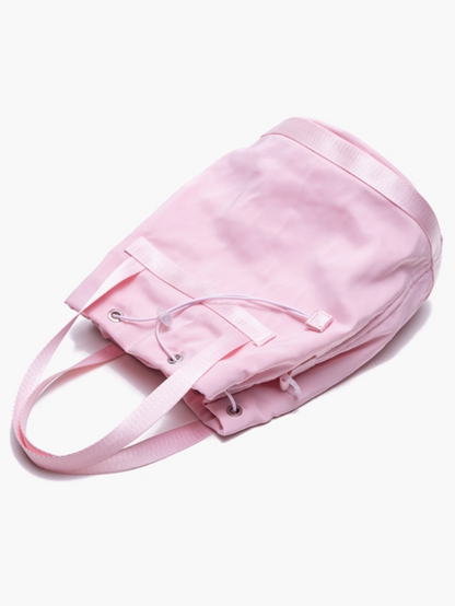 Capacity Kawaii Style Large Pink Drawstring Bucket Bag In Deamy