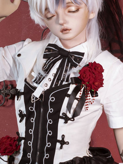 Brooch Black White Studded Bowtie