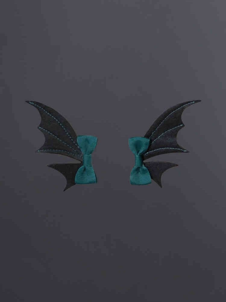 Green Wings Bowknot Hairclips Bat Black and