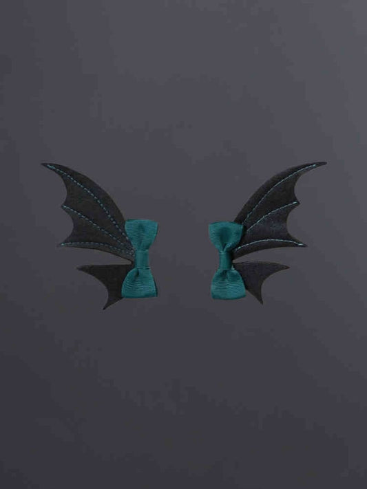 Green Wings Bowknot Hairclips Bat Black and