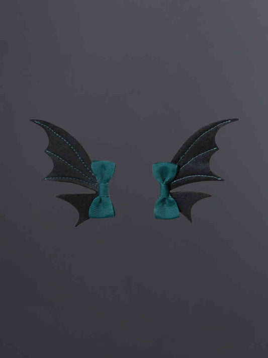 Black and Green Bat Wings Bowknot Hairclips