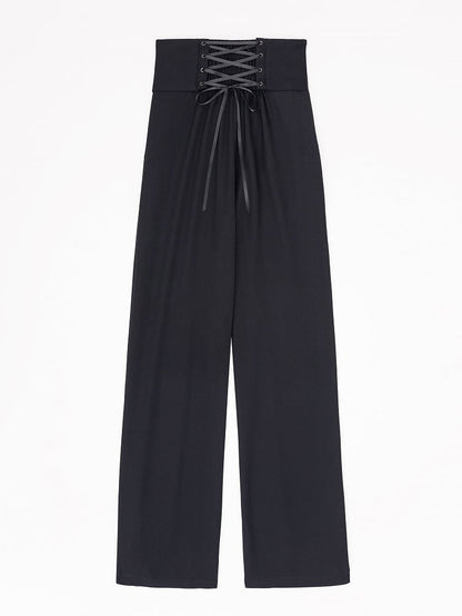 High-Waist Ouji Pants with Boned Corset Belt in Black - DevilInspired Exclusive Collection