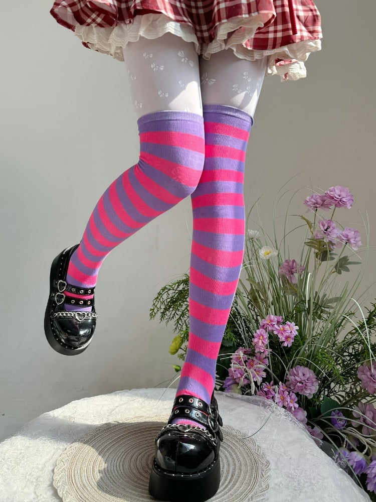 ストライプ柄ロリータオーバーニーストッキング
