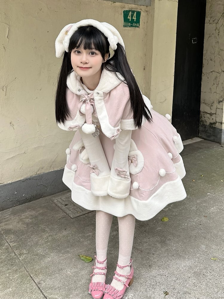 ホワイトのスイートなぬいぐるみウサギの耳のヘアバンド