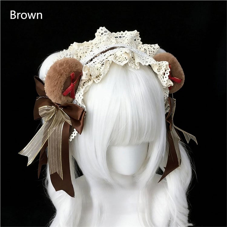 Lace Ear Colors KC with 3 Accent Bow Trim Bear