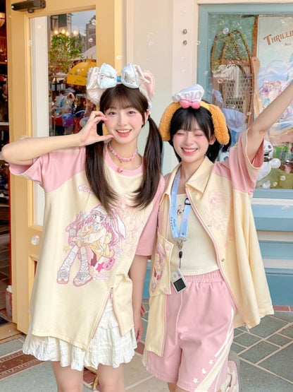 Rosafarbene, lockere Shorts mit elastischer Taille