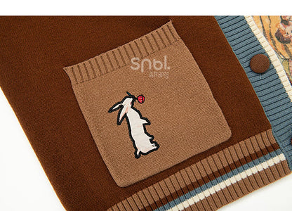 Bunny Daisies Stickerei Cardigan Braun und