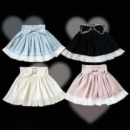Bow Decorated Skirt with Lace Trim, Jirai Style, 4 Colors - Kitty Bxllet