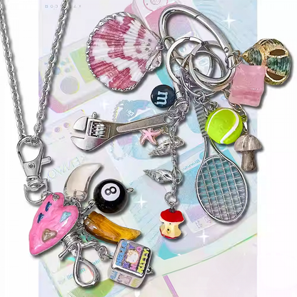 Y2K Multi-Element Tennis Shell Charm Keychain