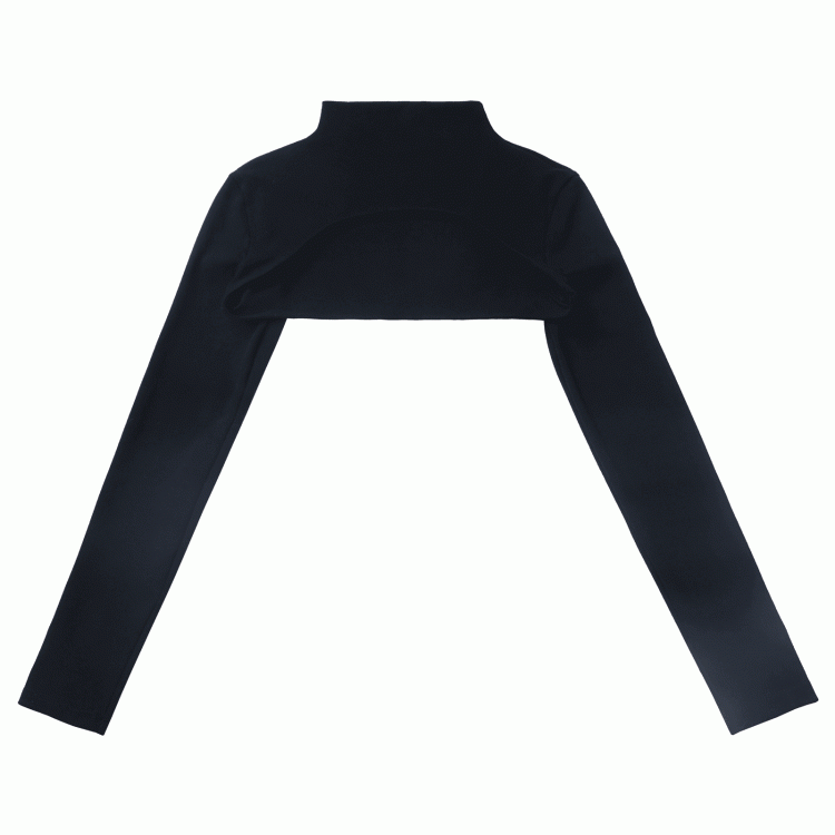 Neck Cropped Black Top Mock