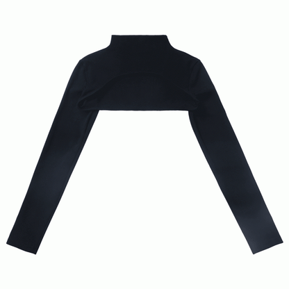 Neck Cropped Black Top Mock