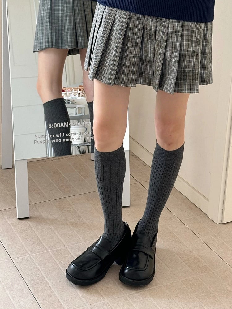 Stockings Daily Style) Ribbed Versatile (4-Color
