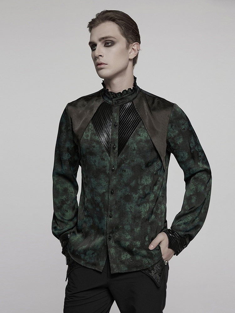 Black Green Men's Gothic Shirt