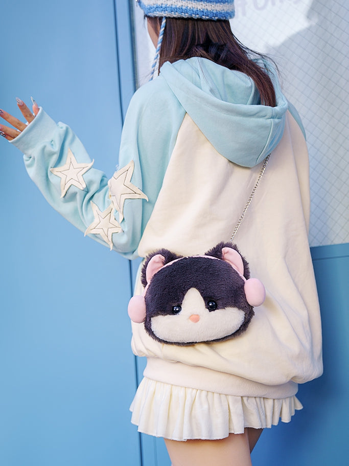 Embroidery Plush Plushie A Kitty Letter Backpack And Heart With PinkGray Detachable