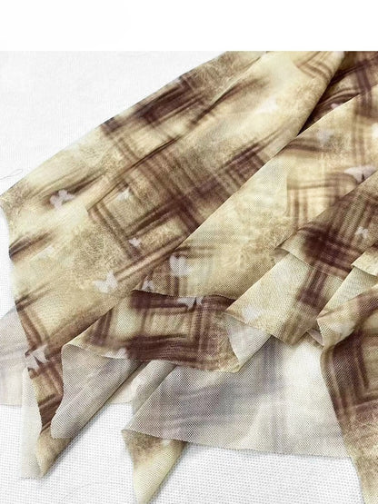 ハンカチ イエロー ウェイストランド スカート チェック柄 裾 グラマラス パンク バタフライ パターン プリント