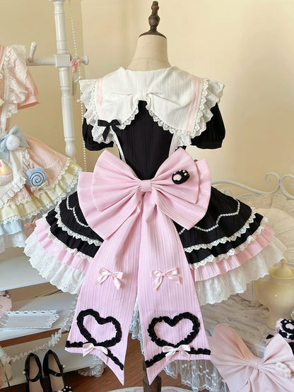 Grün / Rosa Schleifenschleppe Groß