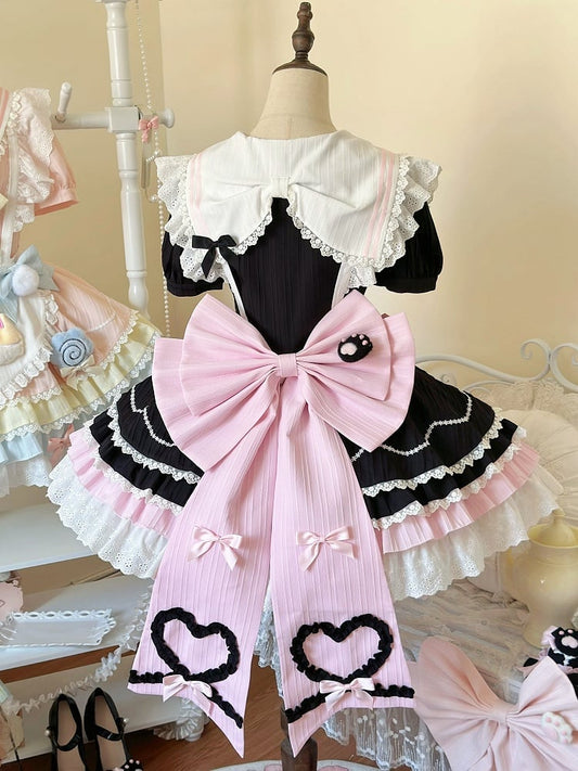 Grün / Rosa Schleifenschleppe Groß