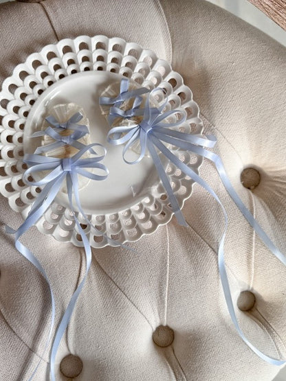 with Pink/Blue and Hairclips Lace Bowknot Ribbon