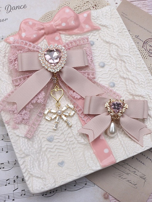Bowknot Pearl Set Options Charm Hairclips Jirai Bow Kei Color 4
