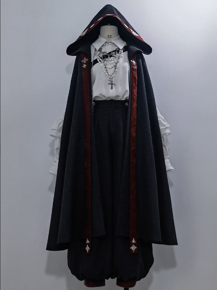 Schwarze Ouji Lolita Knickerbocker mit roten Bündchen