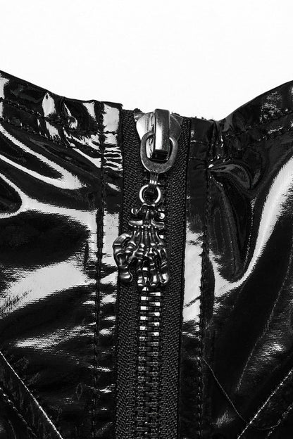 PU Leather Sleeveless Hollow Side Slit Buckle Women's Steampunk Dress