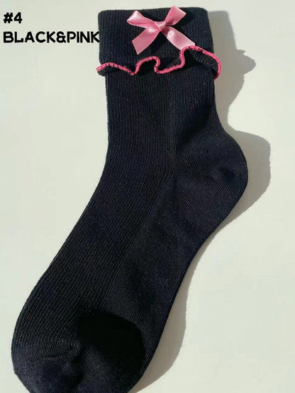 フリルコントラストトリムロリータアンクルソックス